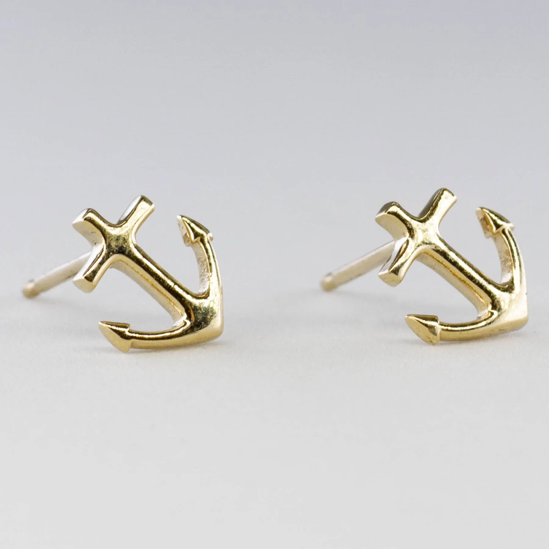 '100 Way' Yellow Gold Anchor Stud Earrings |