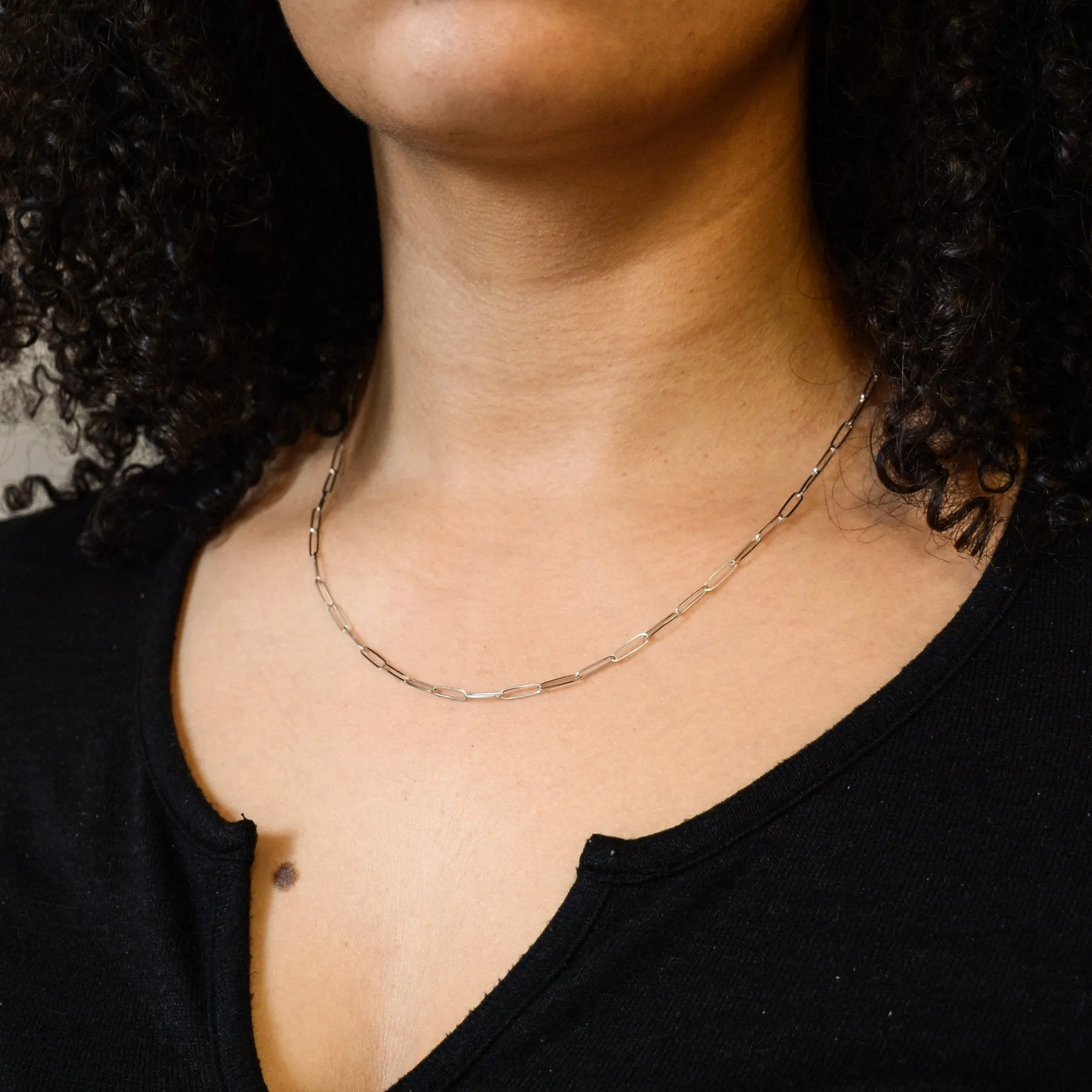 '100 Ways' White Gold Paperclip Chain | 20" |