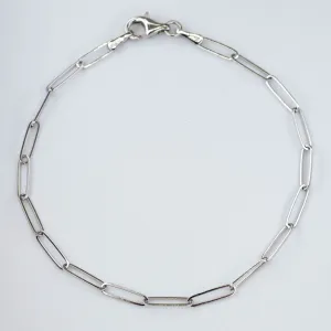 '100 Ways' White Gold Paperclip Chain Bracelet | 7" |