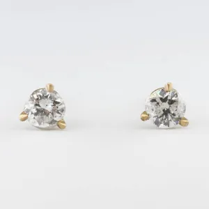 '100 Ways' Yellow Gold Diamond Three Prong Martini Studs | 0.45 ctw |
