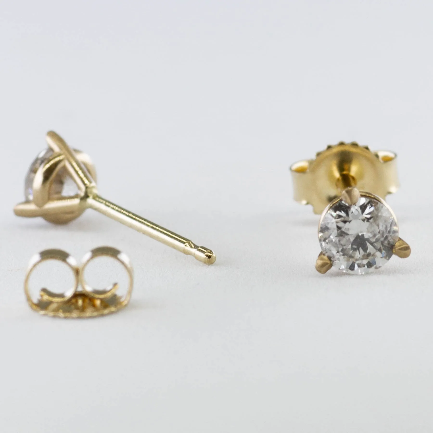 '100 Ways' Yellow Gold Diamond Three Prong Martini Studs | 0.45 ctw |
