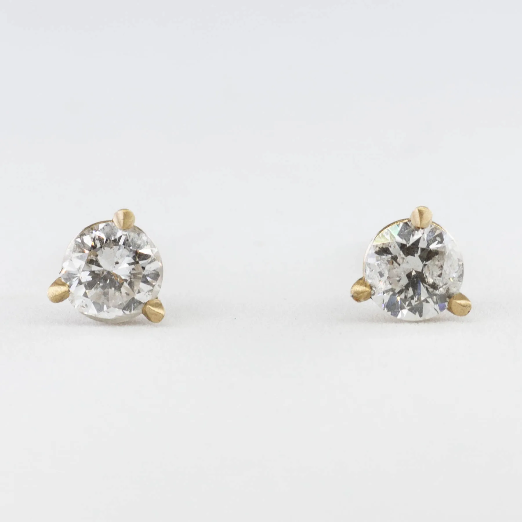 '100 Ways' Yellow Gold Diamond Three Prong Martini Studs | 0.45 ctw |