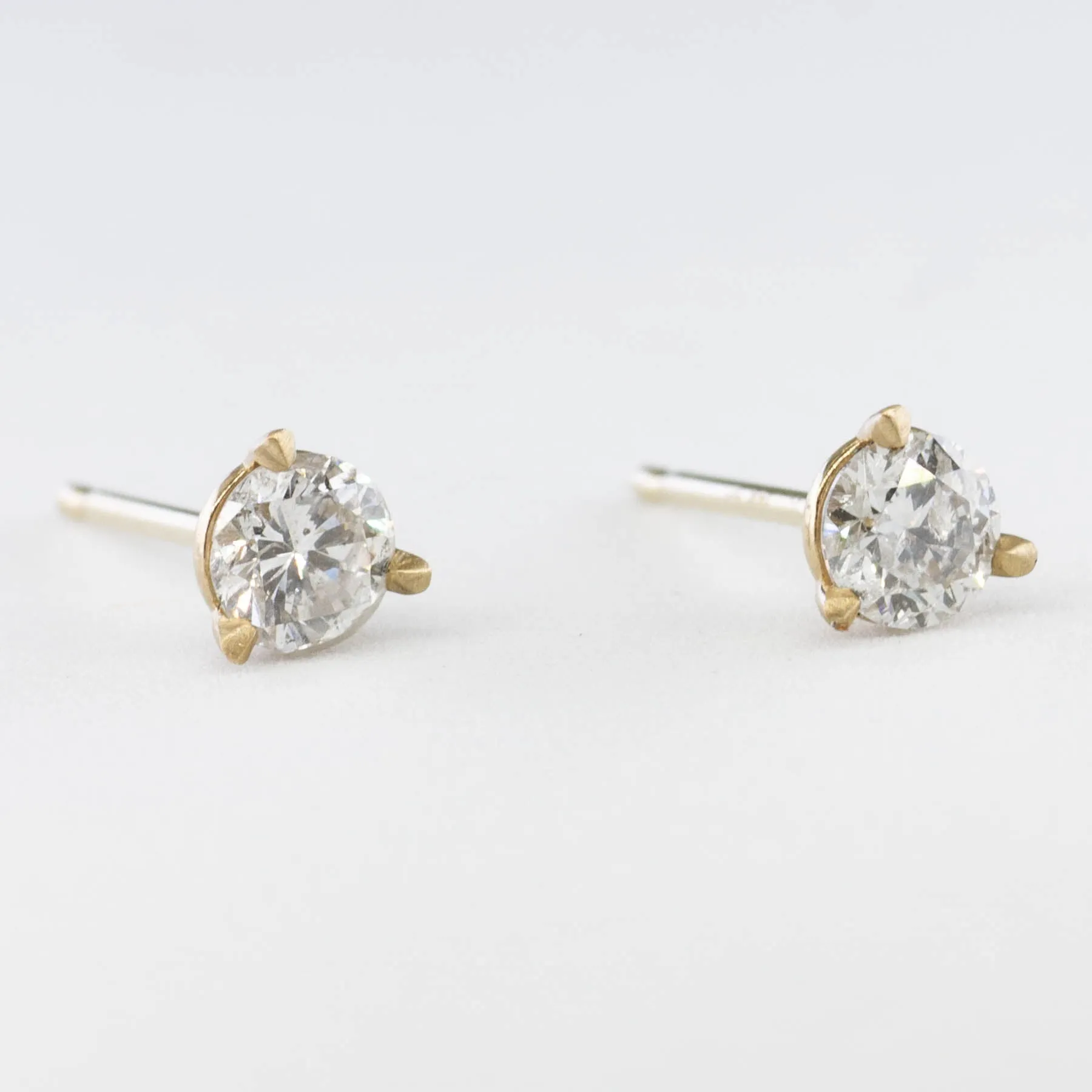 '100 Ways' Yellow Gold Diamond Three Prong Martini Studs | 0.45 ctw |
