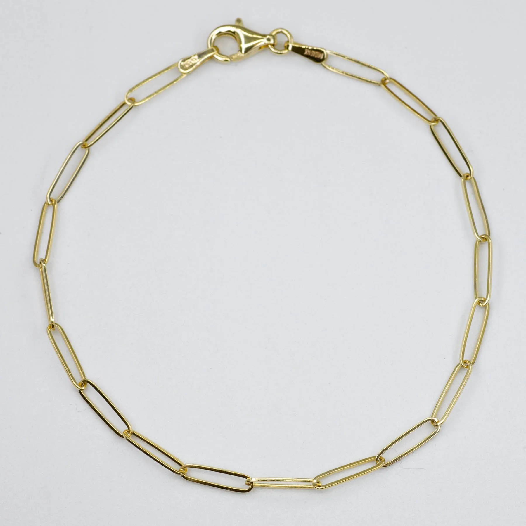 '100 Ways' Yellow Gold Paperclip Chain Bracelet | 7" |