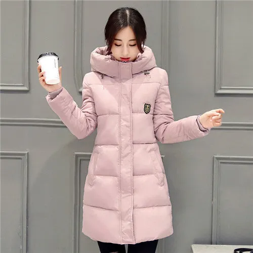 2017 Winter Coat Women Hooded Cotton Padded Parkas Girls Student Wadded Warm Outwear Winter Jackets Female Long Overcoat YL020