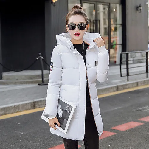 2017 Winter Coat Women Hooded Cotton Padded Parkas Girls Student Wadded Warm Outwear Winter Jackets Female Long Overcoat YL020