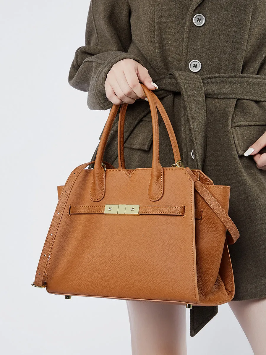 30CM Light Luxury Platinum Large Capacity Handbag 2850 golden Brown
