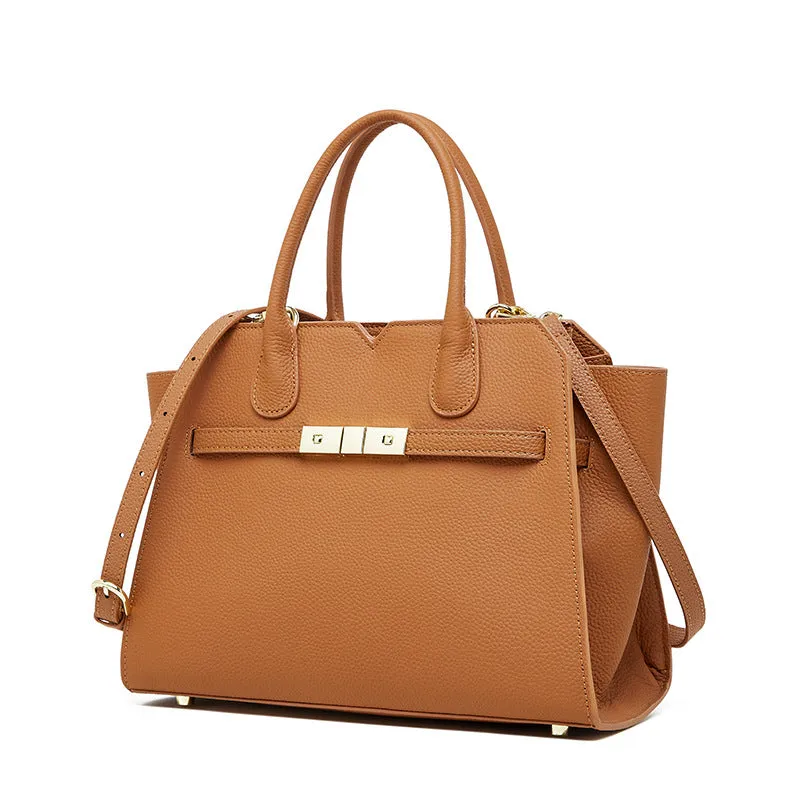 30CM Light Luxury Platinum Large Capacity Handbag 2850 golden Brown