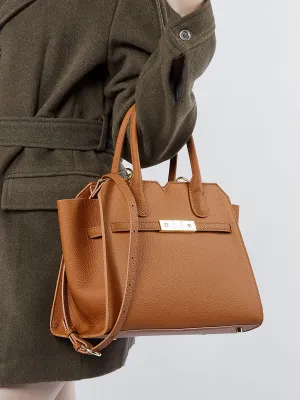 30CM Light Luxury Platinum Large Capacity Handbag 2850 golden Brown