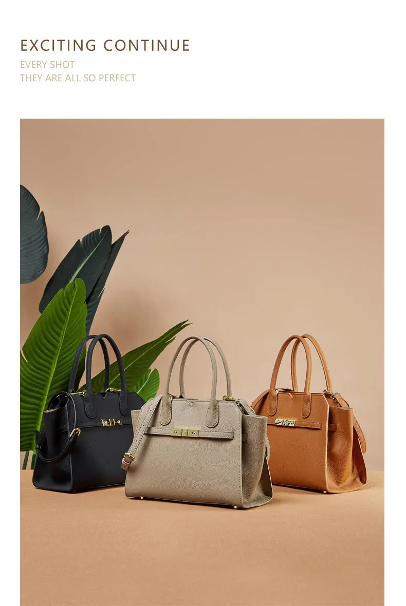 30CM Light Luxury Platinum Large Capacity Handbag 2850 golden Brown
