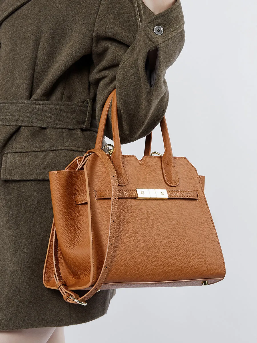 30CM Light Luxury Platinum Large Capacity Handbag 2850 golden Brown
