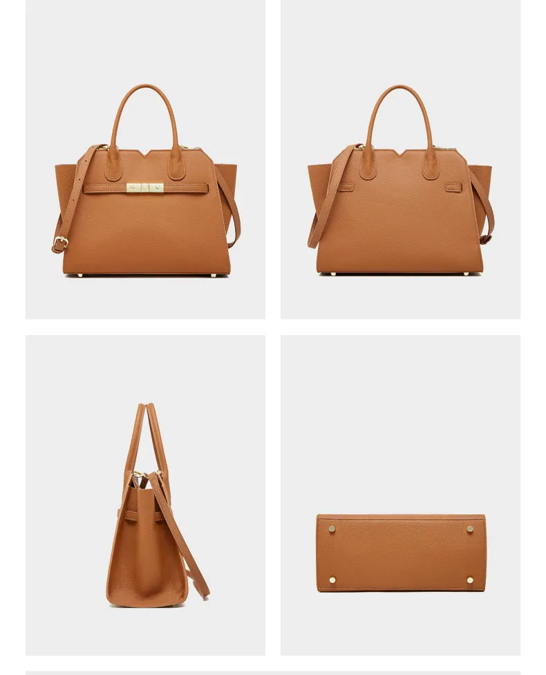 30CM Light Luxury Platinum Large Capacity Handbag 2850 golden Brown