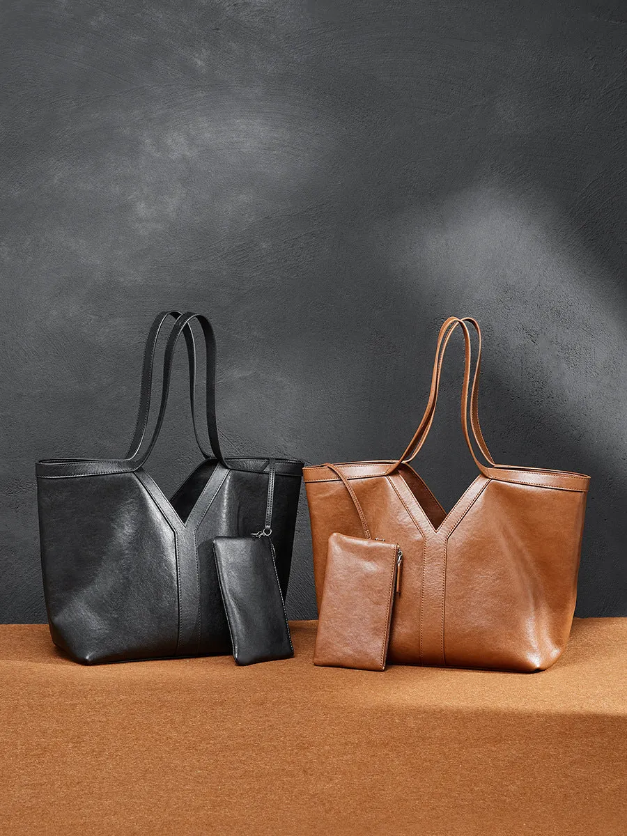 31CM brown genuine leather armpit large capacity tote handbag 2870
