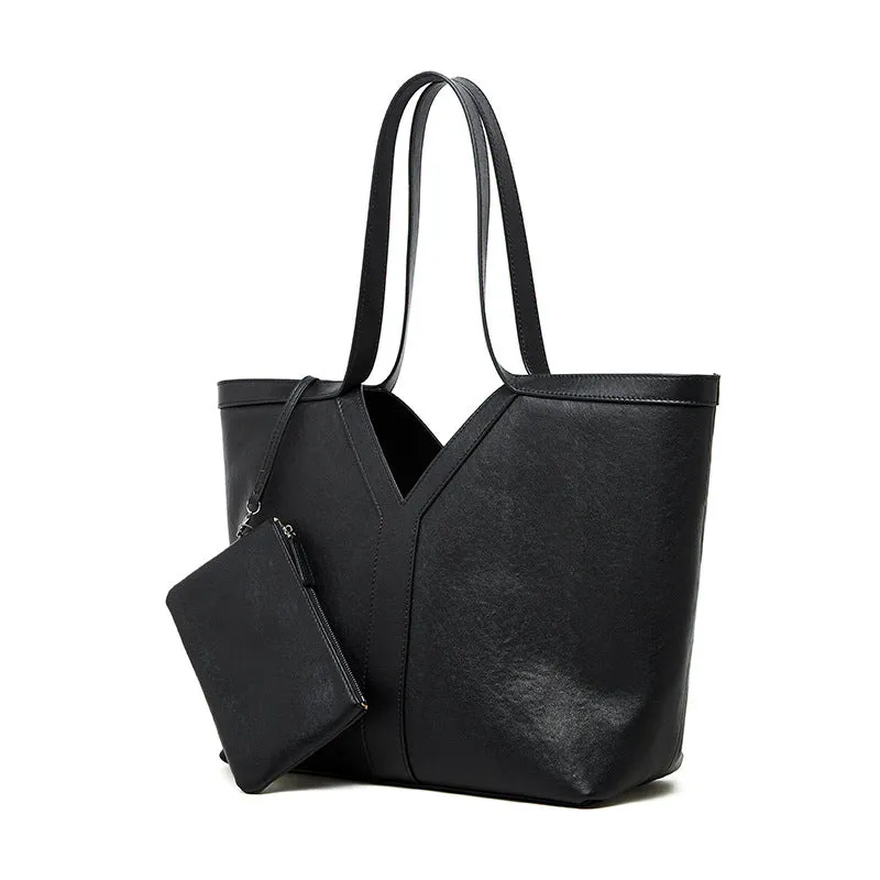 31CM brown genuine leather armpit large capacity tote handbag 2870