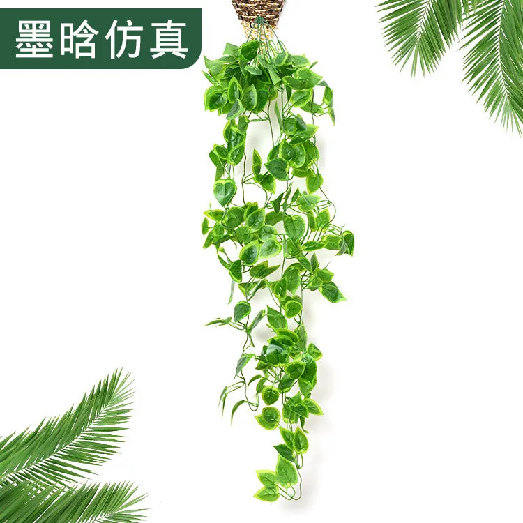 5PCS Wall-Mounted Artificial Plant Rattan Wall Decorative Plant Hanging Basket Plastic Fake Green Plants