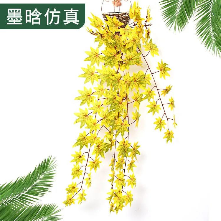 5PCS Wall-Mounted Artificial Plant Rattan Wall Decorative Plant Hanging Basket Plastic Fake Green Plants