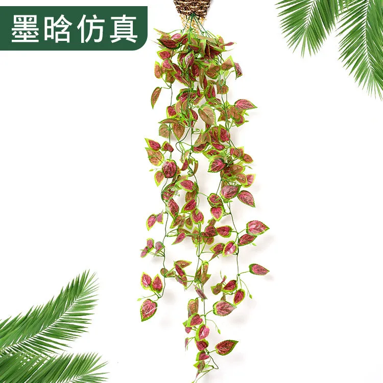 5PCS Wall-Mounted Artificial Plant Rattan Wall Decorative Plant Hanging Basket Plastic Fake Green Plants