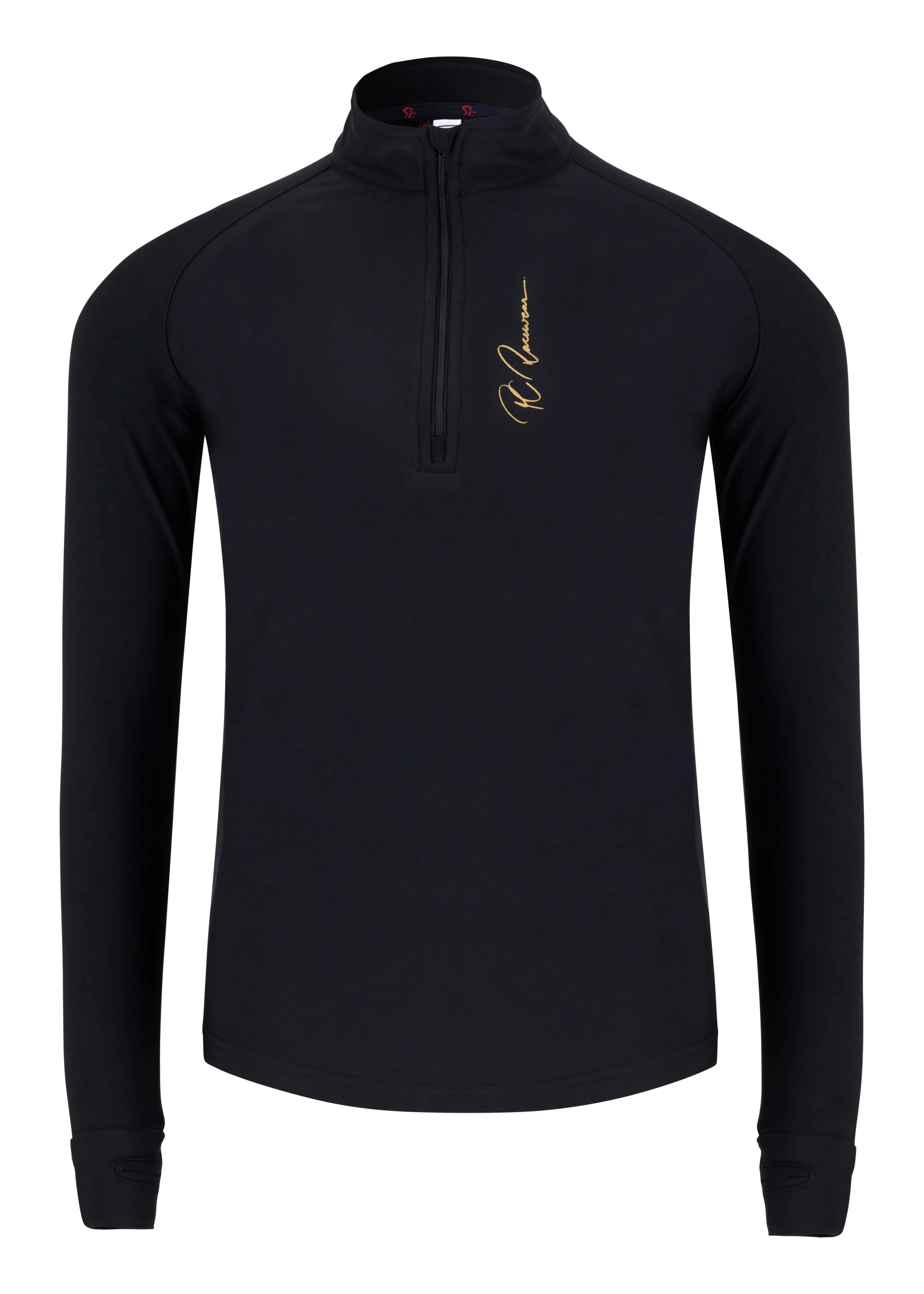 Adult Half Zip Baselayer -  Long Sleeve Black Signature