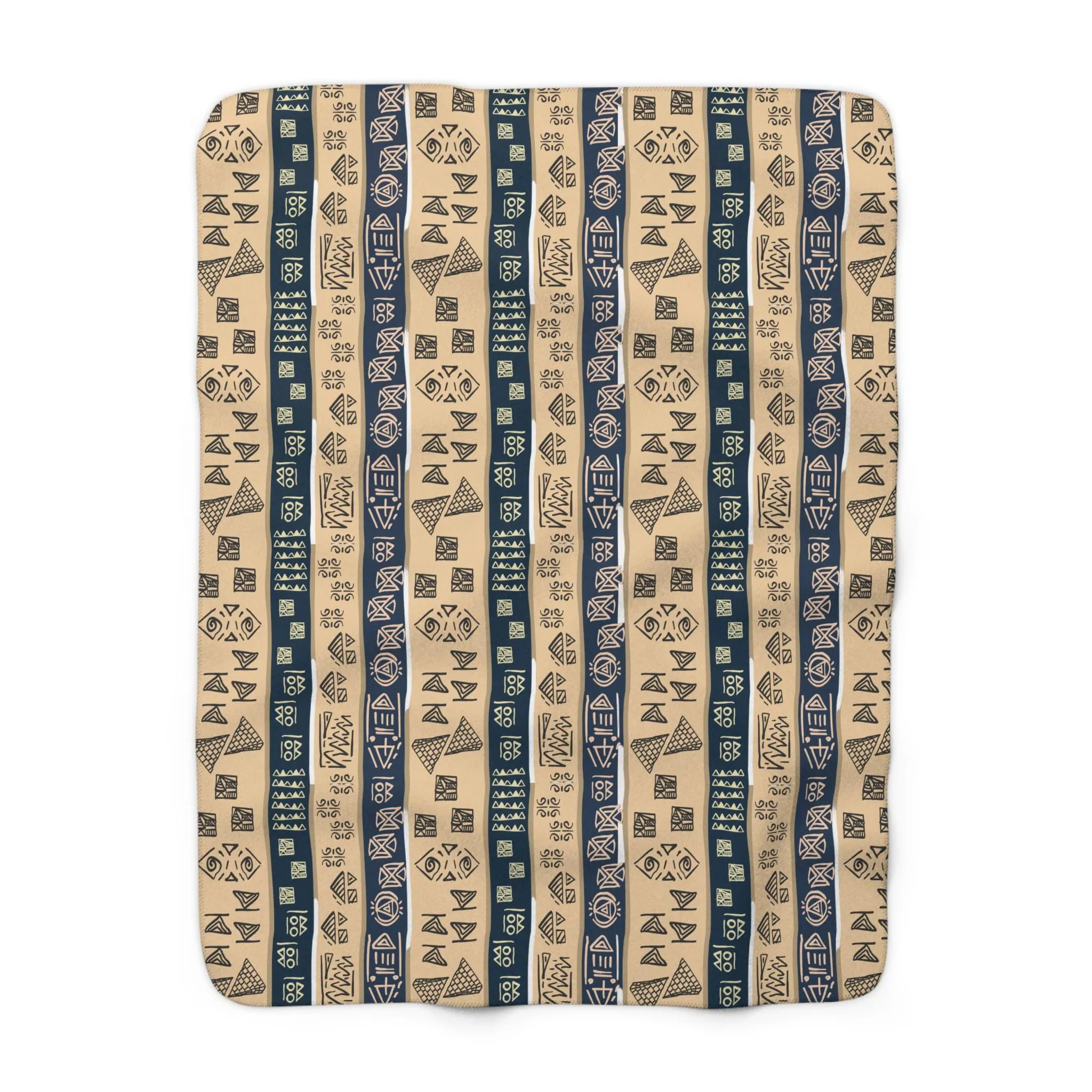 African Patterned Sherpa Fleece Blanket, Ethnic Throw Blanket, Cozy Winter Home Decor