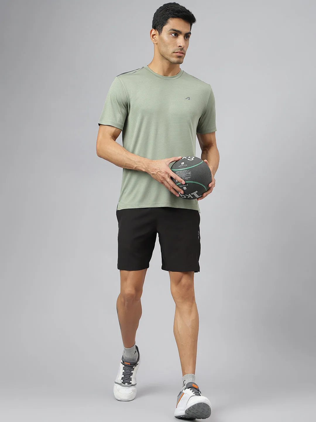 Alcis Men Black Train-Tech Anti-Static Slim-Fit Running Shorts