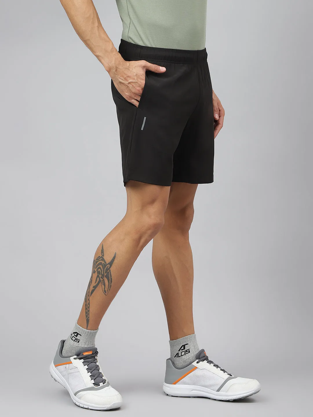 Alcis Men Black Train-Tech Anti-Static Slim-Fit Running Shorts