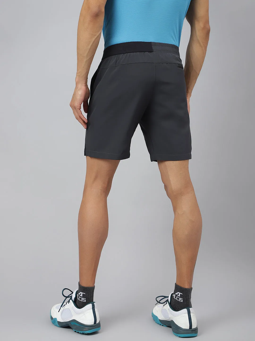 Alcis Men Dark Grey Train-Tech Anti-Static Slim-Fit Running Shorts