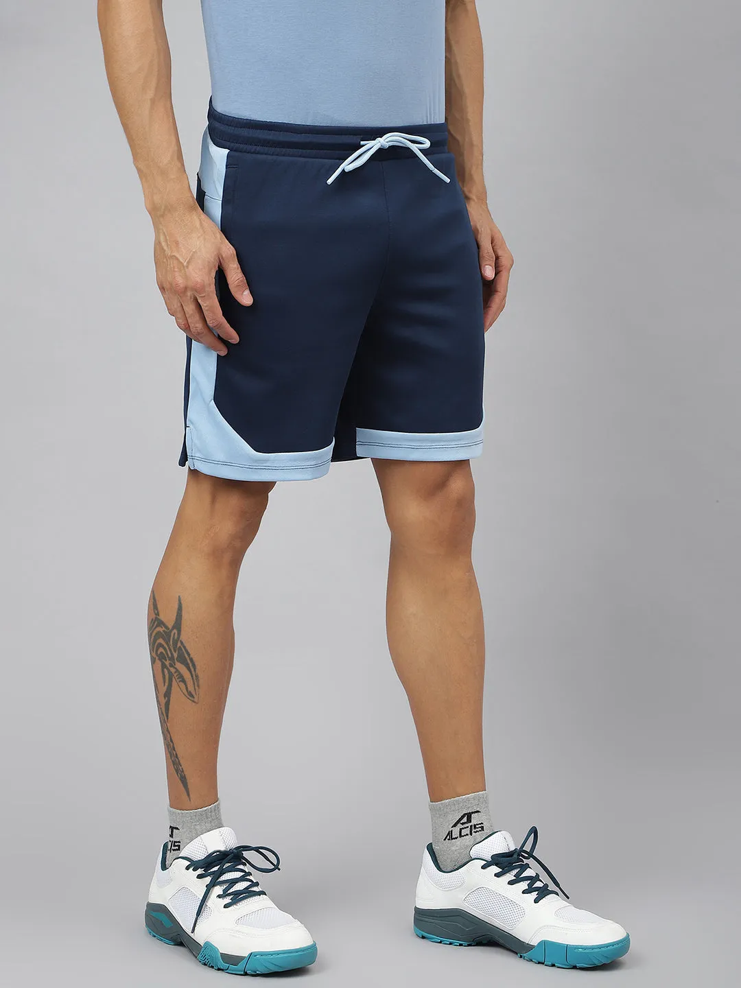 Alcis Men Navy Anti-Static Slim-Fit Everyday Training Shorts