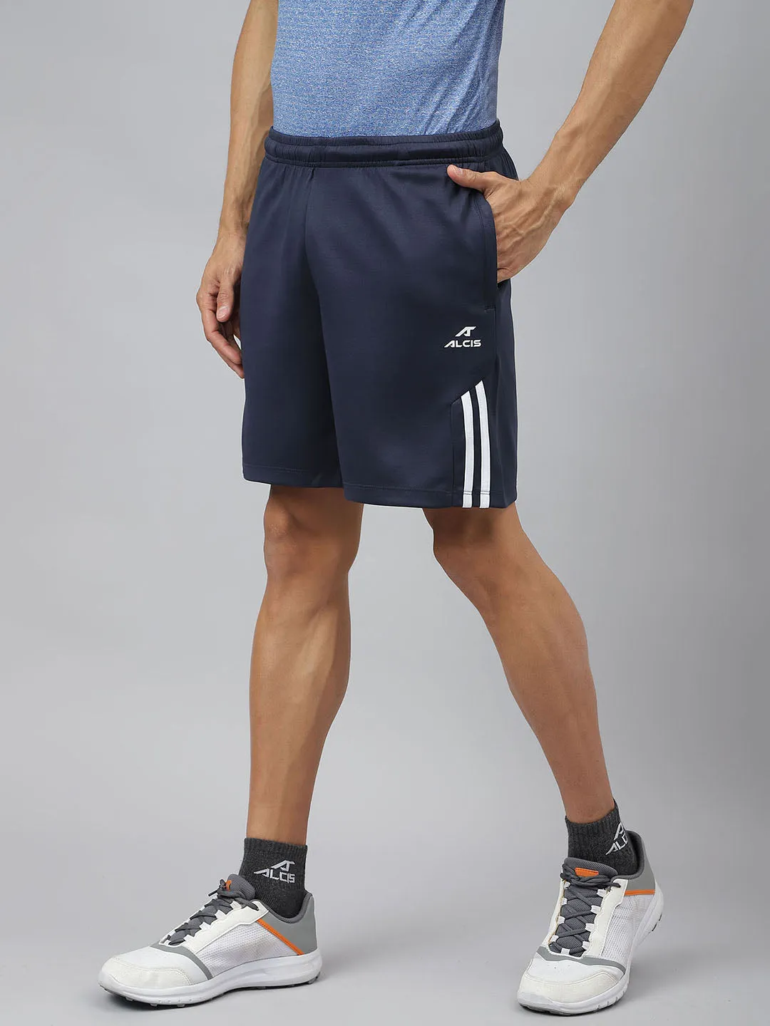 Alcis Men Navy Anti-Static Slim-Fit Training Shorts