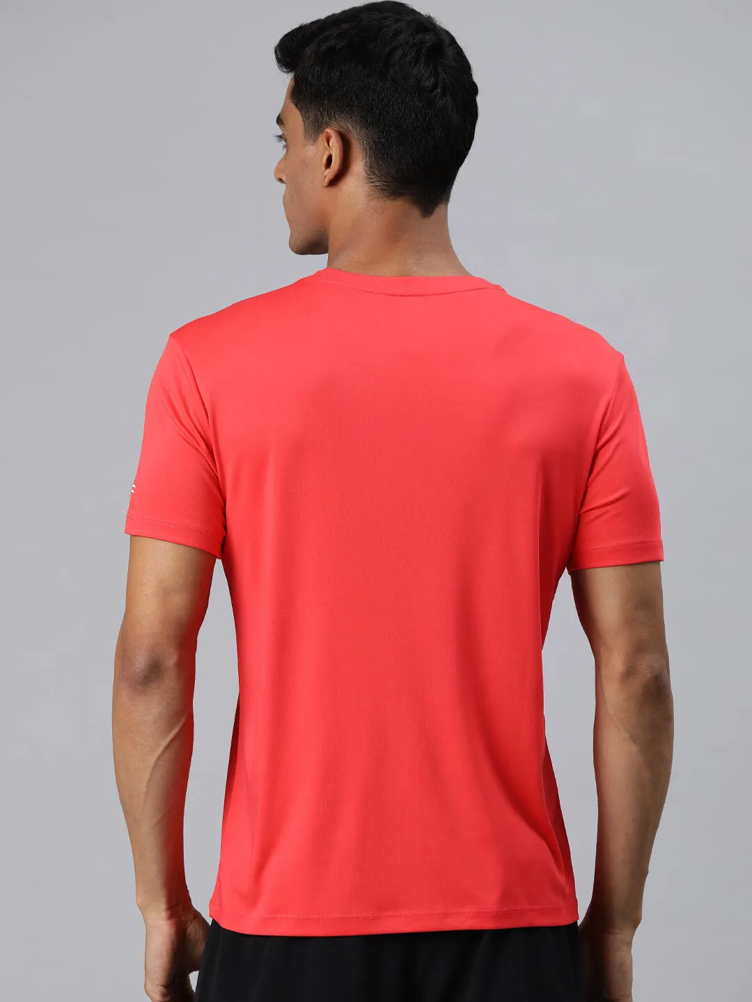 Alcis Men Red Typography Printed Anti Static Slim Fit T-shirt