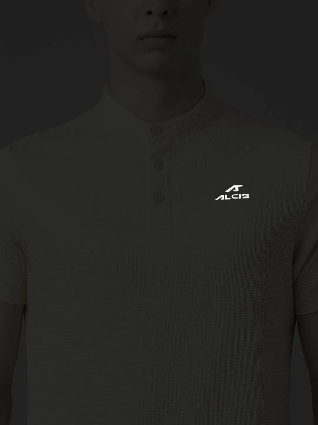 Alcis Men's Pale Yellow Anti-Static Drytech  Slim-Fit Training Polo T-Shirt