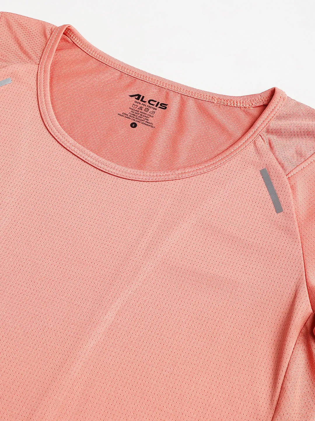 Alcis Women Rosette Anti-Static Slim-Fit Round Neck Sustainable Pro-Run Training T-Shirt