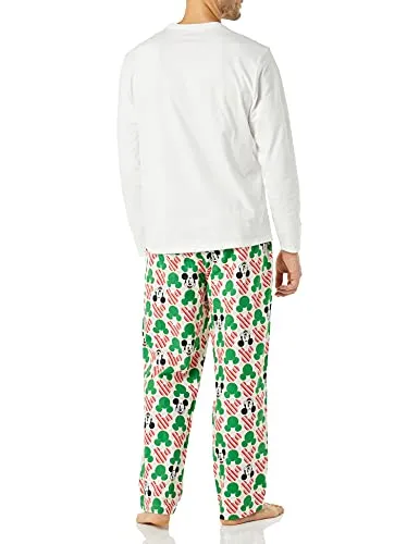 Amazon Essentials Men's Disney Star Wars Marvel Flannel Pajamas Sleep Sets, Mickey Holiday, Medium