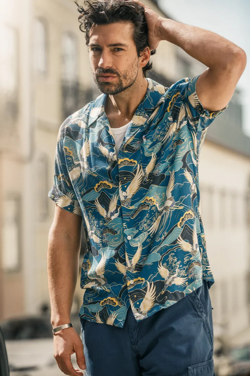 &SONS Aloha Crane Club Shirt Blue