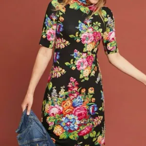 Anthropologie Coreyell Floral Turtleneck Dress - Size Medium
