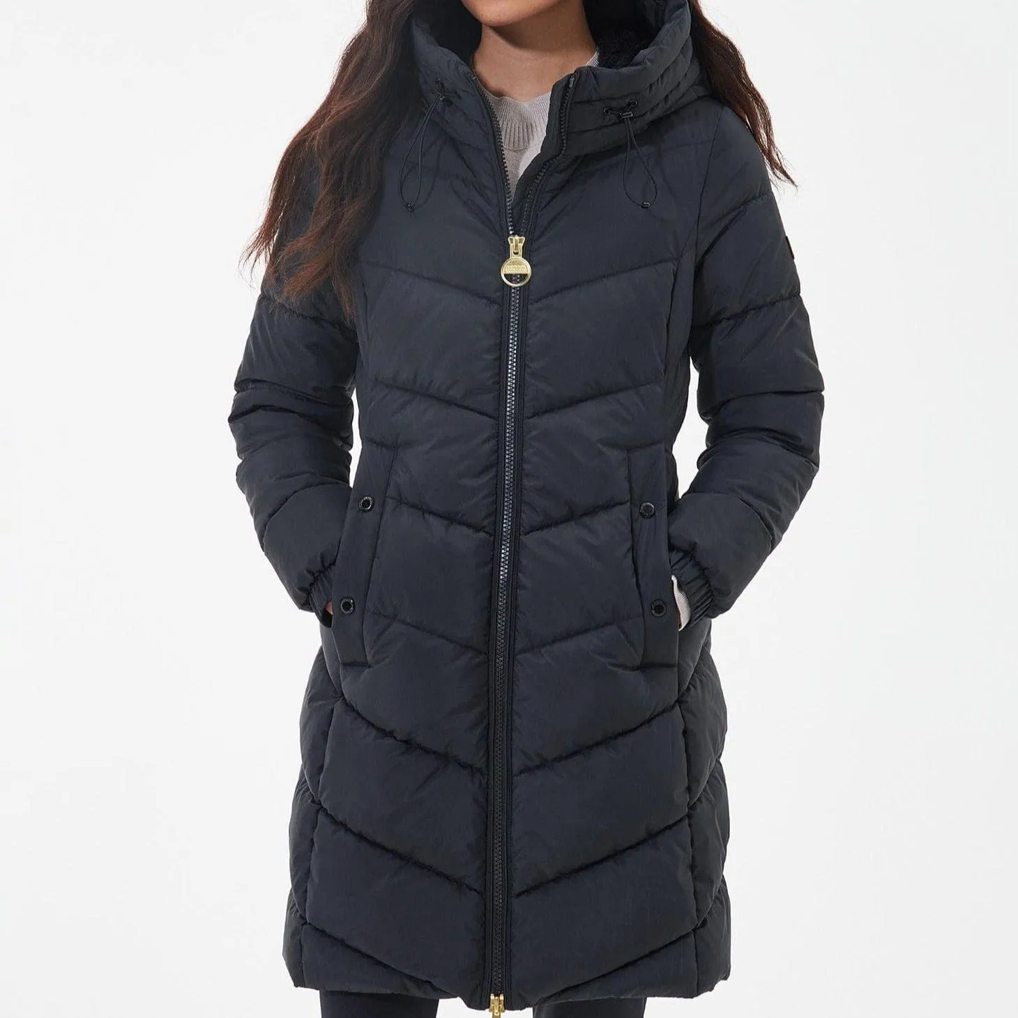 Babour International Boston Longline Quilted Jacket in Black