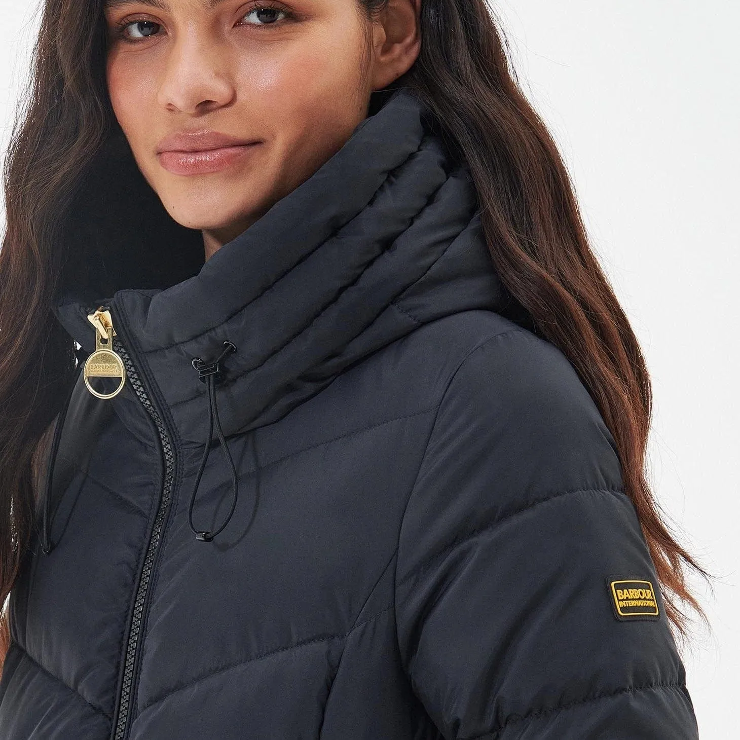 Babour International Boston Longline Quilted Jacket in Black
