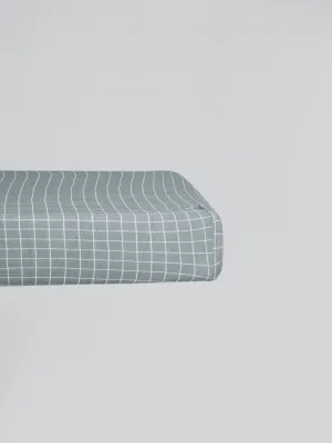 Bamboo Crib Sheet in Ocean Grid