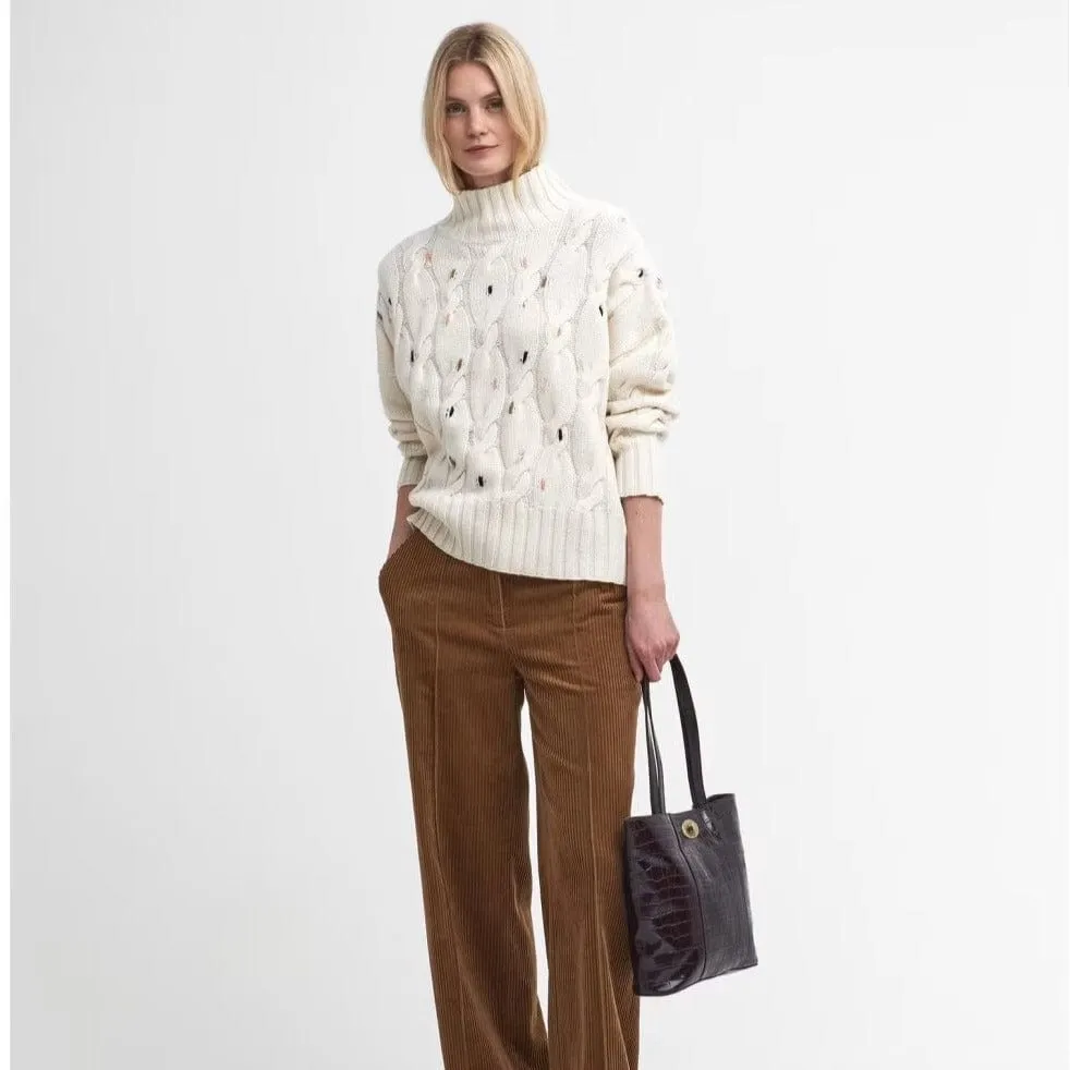 Barbour Fleur Knitted Jumper In Ecru