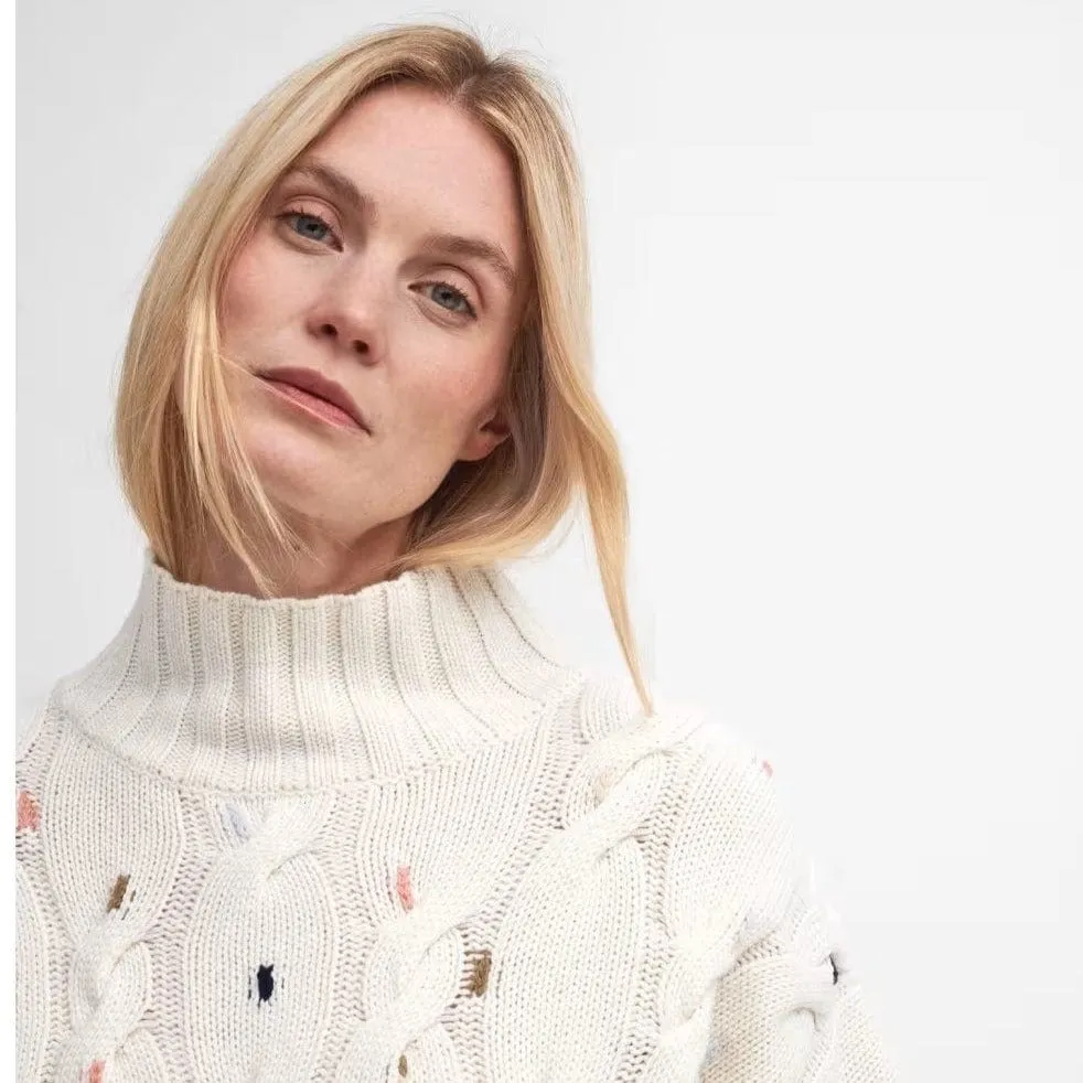 Barbour Fleur Knitted Jumper In Ecru
