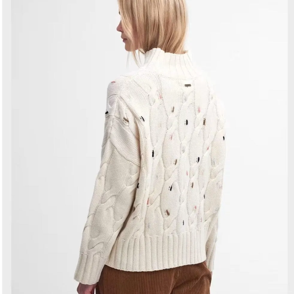 Barbour Fleur Knitted Jumper In Ecru