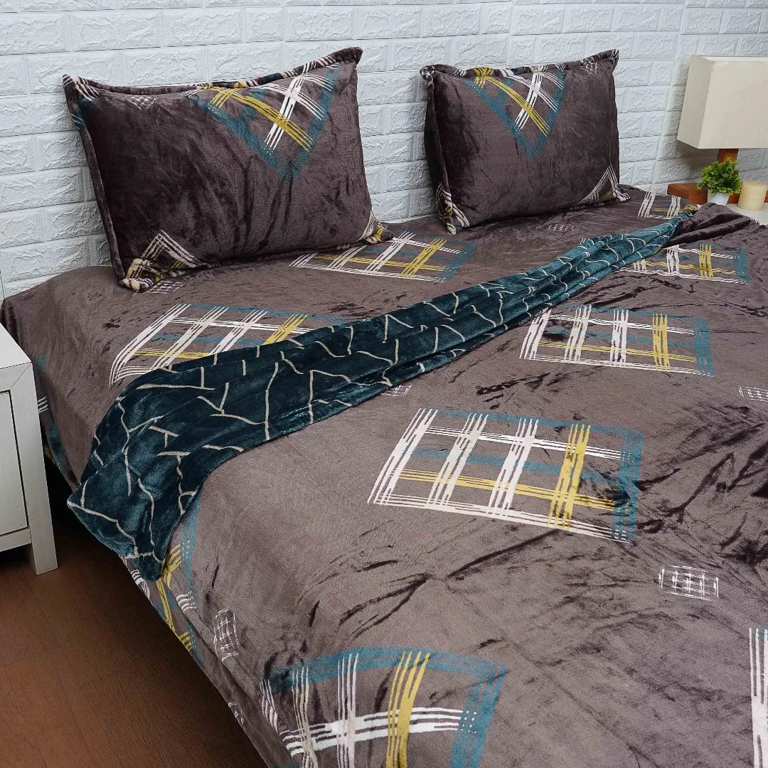 Beige and Brown Geometric Print Duvet Cover