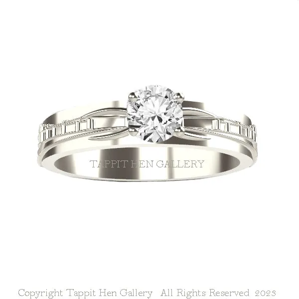 BESPOKE EDINBURGH CASTLE ENGAGEMENT RING IN WHITE GOLD