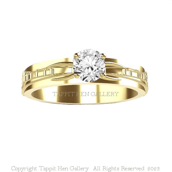 Bespoke Edinburgh Castle Engagement Ring in Yellow Gold