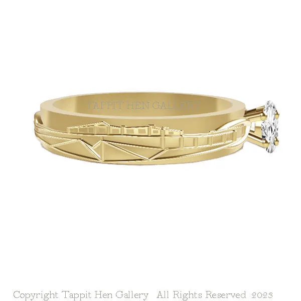 Bespoke Edinburgh Castle Engagement Ring in Yellow Gold