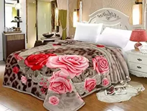 Bezzilish Home Ultra Soft Pure Luxurious Embossed Very Warm Korean Mink Blankets Double Bed Double ply for Winter - (Multicolor)