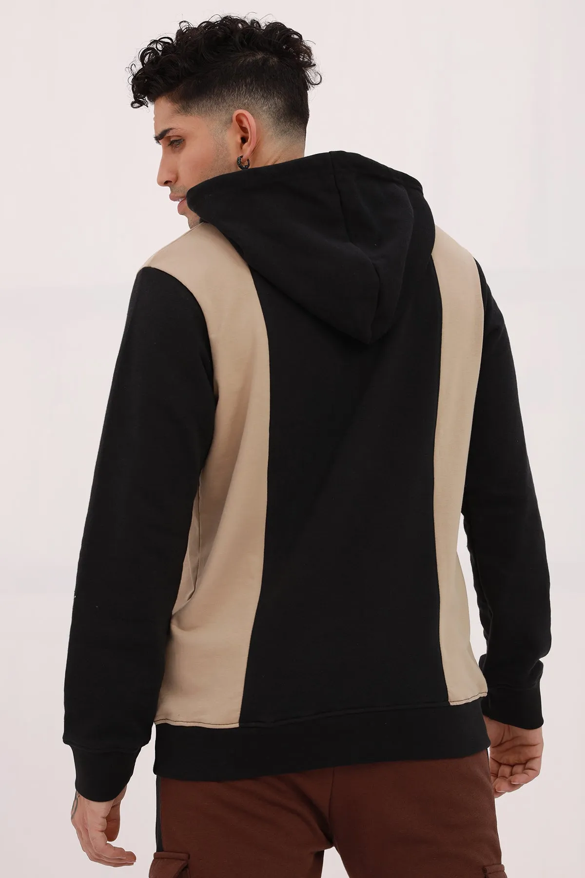 Black & Taupe Graphic Hoodie - W22 - MH0051R