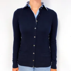 Black Cashmere Cardigan with Faux Shirt Small