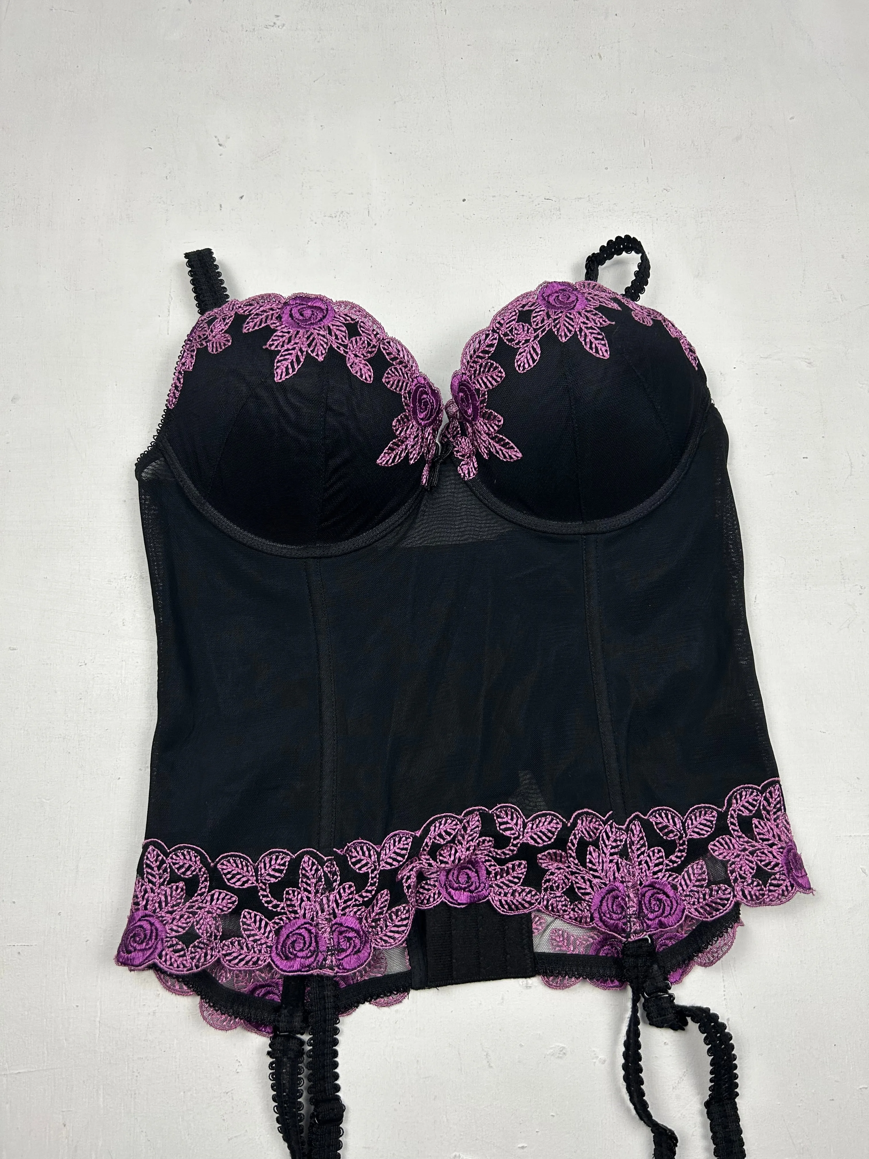 Black corset lace detail cami top (90C)
