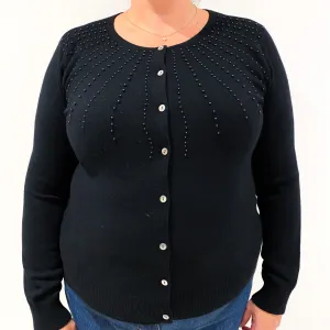 Black Embellished Cashmere Cardigan Extra Large