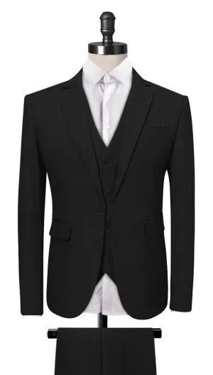 Black Fine Stripe 3-Piece Suit